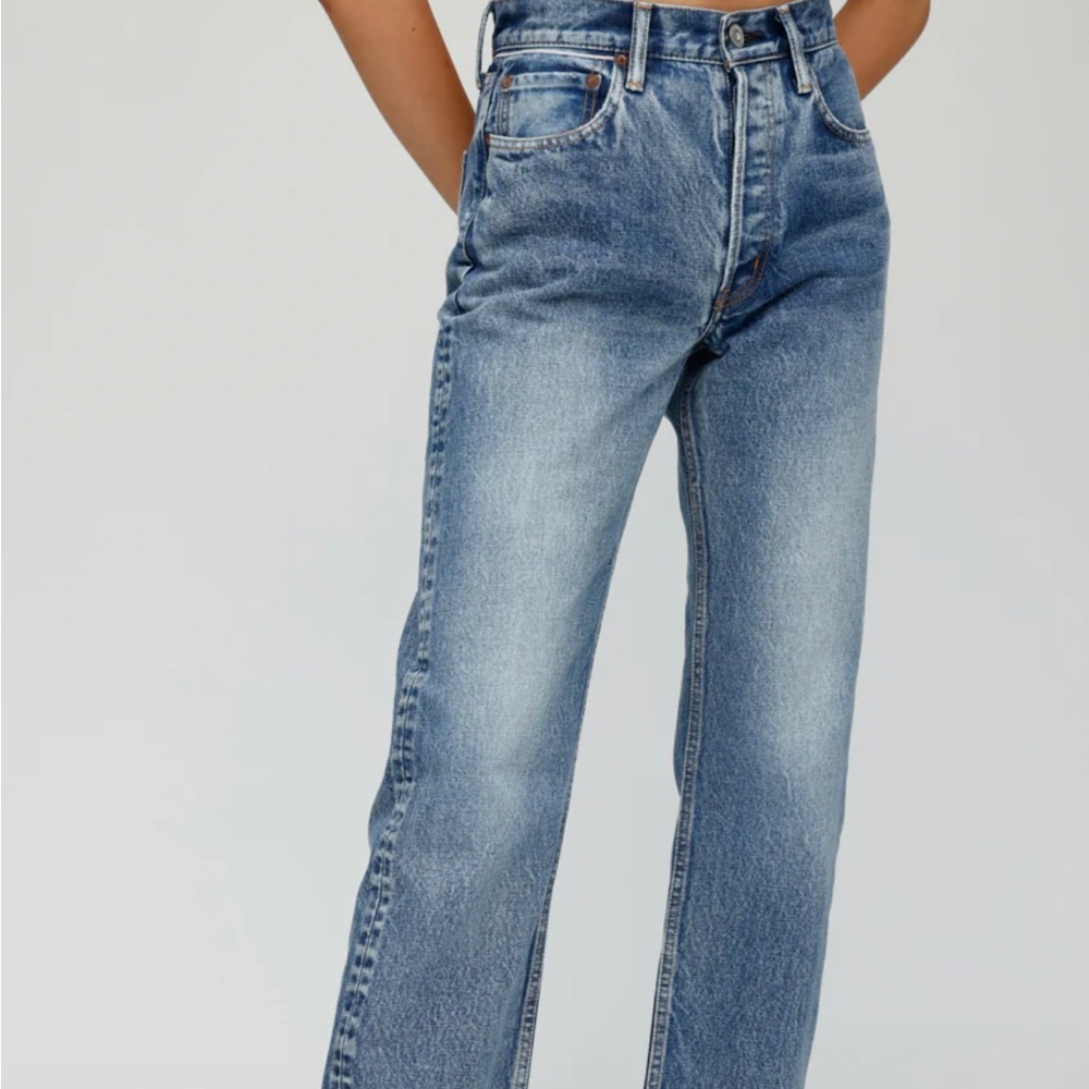 Moussy Vintage Trenton Wide Light Blue Premium Denim Designer Size 30 8